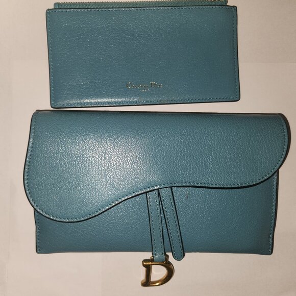 Christian Dior - Goatskin Saddle Chain Wallet Pouch Cloud Blue - Picture 1 of 16